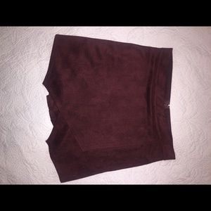 Wine colored suede skort